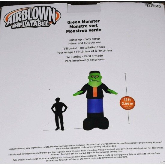 Gemmy 12' Airblown Inflatable Giant Frankenstein Monster Yard Decoration 223440