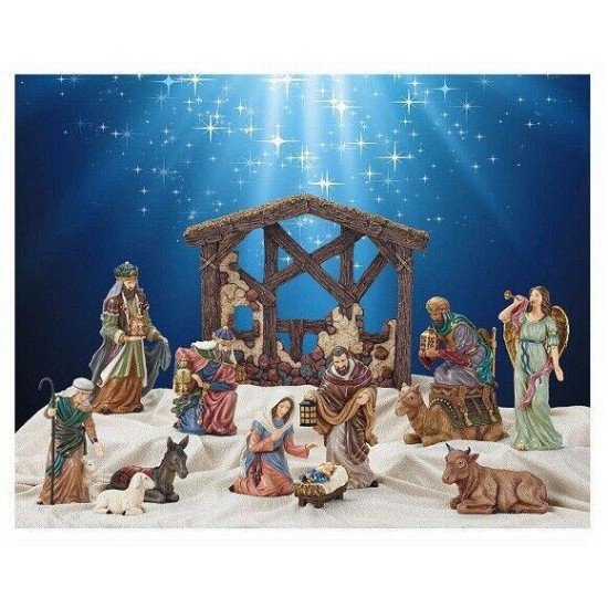 KIRKLAND SIGNATURE 13 PC. HAND PAINTED NATIVITY SET *NIOB*