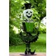 4.3ft Tall Metal Skeleton Man with Top-hat 'Happy Halloween' Figurine Decoration