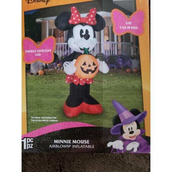 Halloween Disney 5 ft Minnie & Mickey Mouse Pumpkin  LED Airblown Inflatables