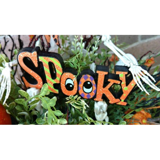 Lighted Halloween Arrangement Floral Centerpiece Spooky Home Decor NEW