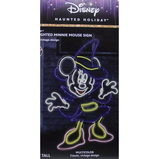 Halloween Disney 2.09 ft LightGlo Minnie Mouse Witch Sculpture Sign Rope Light