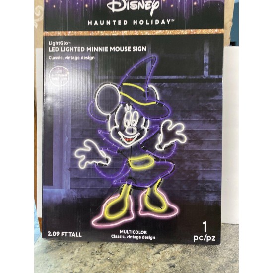 Halloween Disney 2.09 ft LightGlo Minnie Mouse Witch Sculpture Sign Rope Light