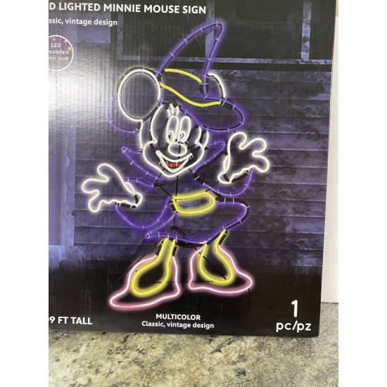 Halloween Disney 2.09 ft LightGlo Minnie Mouse Witch Sculpture Sign Rope Light