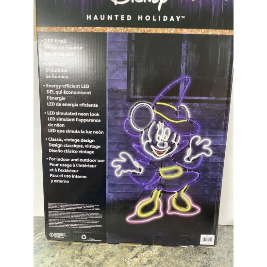 Halloween Disney 2.09 ft LightGlo Minnie Mouse Witch Sculpture Sign Rope Light