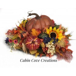 Rustic Pumpkin Fall Floral Arrangement Thanksgiving Centerpiece Custom Design