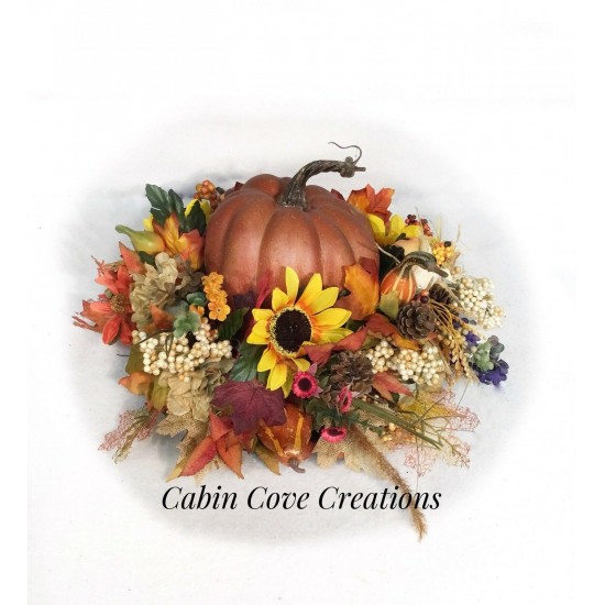 Rustic Pumpkin Fall Floral Arrangement Thanksgiving Centerpiece Custom Design