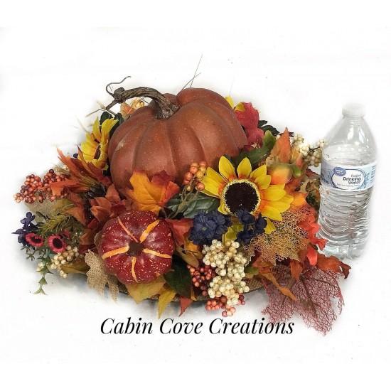 Rustic Pumpkin Fall Floral Arrangement Thanksgiving Centerpiece Custom Design