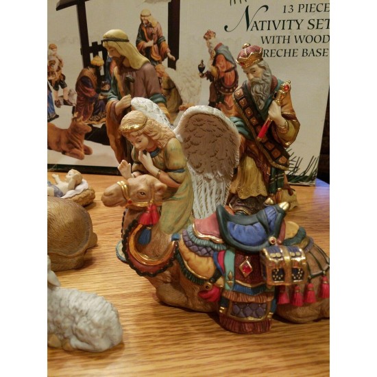 Christmas Kirkland Signature 12-Piece Porcelain Nativity (75177) Wood Creche