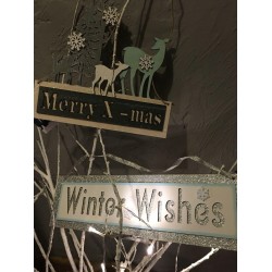 Reindeer X-Mas and Winter Wishes Christmas wall plaques with Glitter & Sparkle