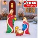 Outdoor 3Pc Nativity Scene Set LED Lighted Figures Christmas Decor 3 Piece