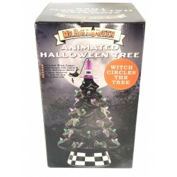 Mr Halloween Ceramic Tree animated musical lights Black 18” LED witch circles