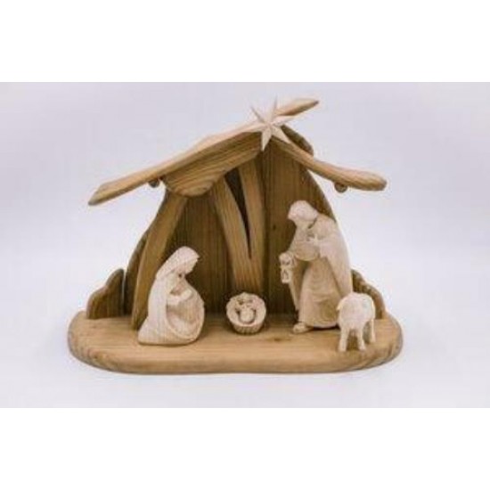 Solid Maple Nativity Scene with 4 Figurines and Removable baby Jesus