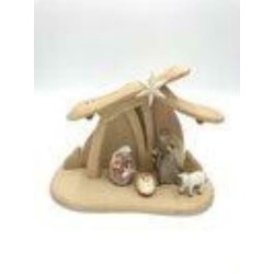 Solid Maple Nativity Scene with 4 Figurines and Removable baby Jesus