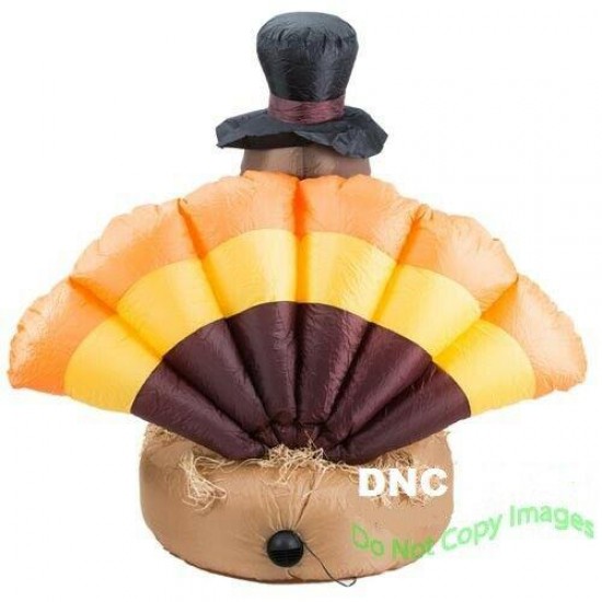 5 Ft Thanksgiving Harvest Sitting Turkey Lighted Airblown Inflatable Yard Decor