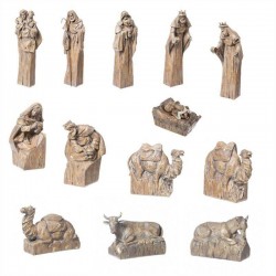 Nativity Set with Natural Finish and Metallic Accents