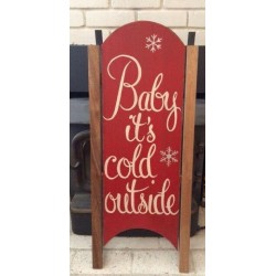 Pottery Barn Baby It's Cold Outside Sled Wall Art Holiday NWT Large