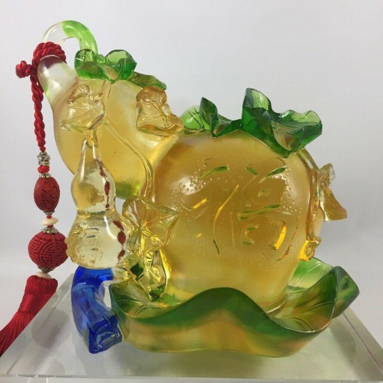 Amore Jewell Gourd bring Blessing & Wealth Fengshui Ornament Liuli Crystal Glass