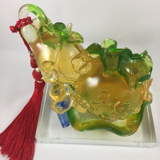 Amore Jewell Gourd bring Blessing & Wealth Fengshui Ornament Liuli Crystal Glass