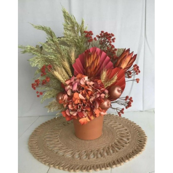 Fall Flower Arrangement, Thanksgiving Floral, Autumn Centerpiece, Dried Flowers