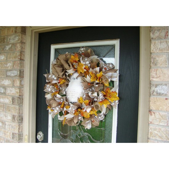 Darling Woodland Owl Fall Deco Mesh Front Door Wreath Halloween Decoration Decor