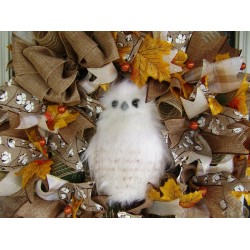 Darling Woodland Owl Fall Deco Mesh Front Door Wreath Halloween Decoration Decor