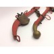 Matching Lot Red Wood Brass Sleigh Christmas Sled Harnesses Pair Decorative