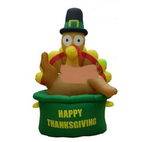 HALLOWEEN THANKSGIVING TURKEY IN POT  INFLATABLE AIRBLOWN  6 FT