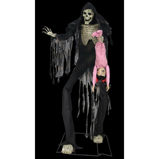 7 FT Animated Towering Boogey Man W Kid Outdoor Halloween Decoration Prop