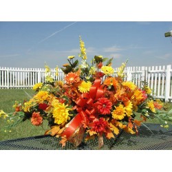 2 sided Harvest Tombstone Saddle Funeral Arrangement Grave Thanksgiving Cemetery