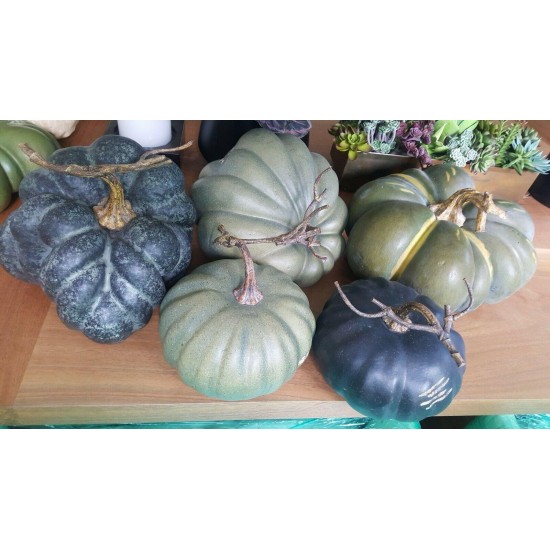 Park Hill Collection Faux Green Heirloom Pumpkins SET 5