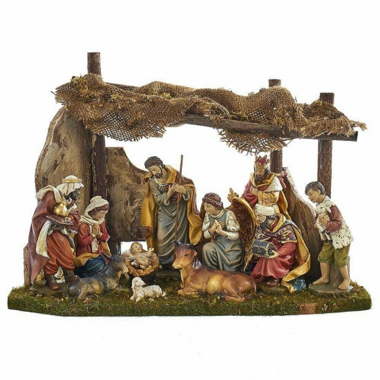 12 Piece Christmas Nativity Scene Set with Stable Figurine ...