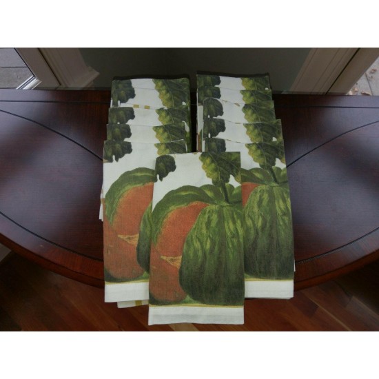 Williams Sonoma Botanical Pumpkin Napkins Fall Autumn Thanksgiving Linens Set 11