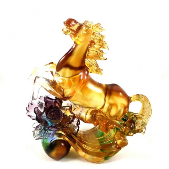 Amore Jewell Wealth & Happiness Horse home decoration gift Liuli Crystal Glass