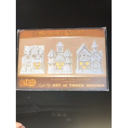 Cracker Barrell Season Of Glory Light Up Set Of Three Houses