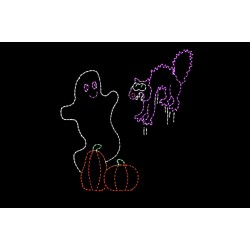 Animated Scaredy Cat Halloween LED Light metal wire frame outdoor yard display