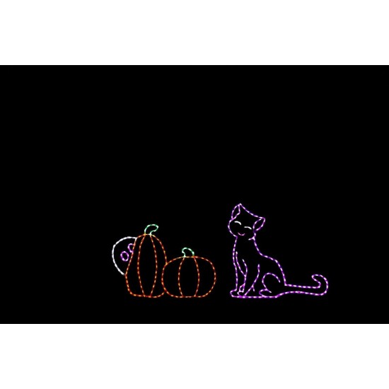 Animated Scaredy Cat Halloween LED Light metal wire frame outdoor yard display