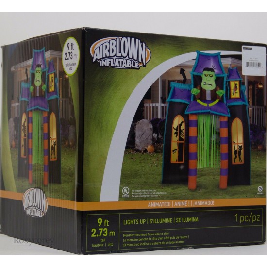 Halloween Gemmy 9 ft Lighted Animated Haunted House Archway Airblown Inflatable