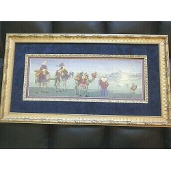 Christmas Three Wise Men Bethlehem Picture Cross-stitch Matted Ornate Framed