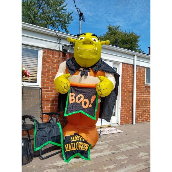 GEMMY SHREK OGRE AIRBLOWN INFLATABLE HALLOWEEN 8 FT  With BANNERS.