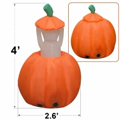 Inflatable Pumpkin and Ghost Yard Garden Decoration 4ft Animated Halloween Light