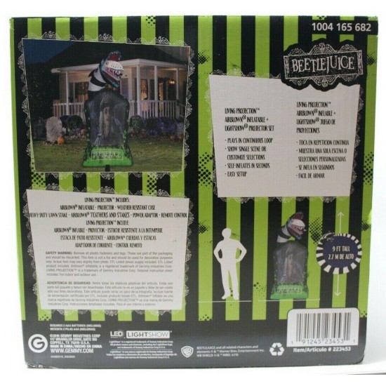 Yow 9 FT Inflatable Living Projection Beetlejuice Tombstone Airblown