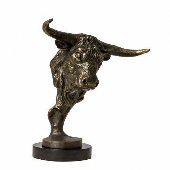 Bull Head On Marble, Bronze, B200