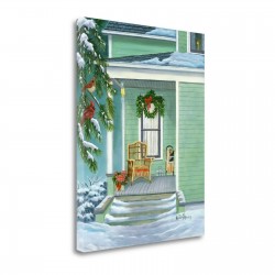 Tangletown Fine Art 'Cardinals and Christmas Porch' Print on Wrapped Canvas