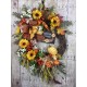 Fall Door Wreath, Autumn Door Wreath, Welcome Sign Wreath, Sunflowers, Pumpkins