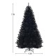 7.5Ft Hinged Artificial Halloween Christmas Tree Full Tree w/ Metal Stand Black