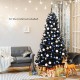 7.5Ft Hinged Artificial Halloween Christmas Tree Full Tree w/ Metal Stand Black