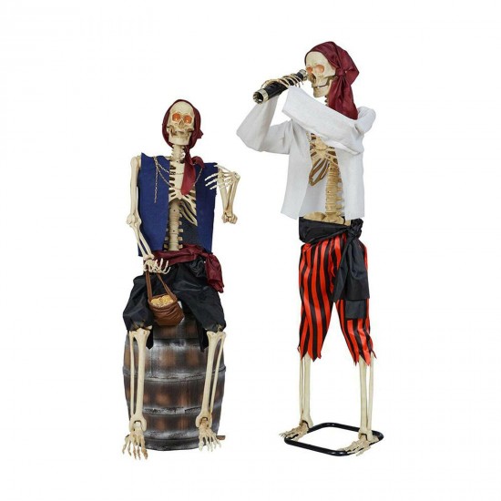 Home Accents Holiday  2033-60094 Halloween Animated LED Pirate Skeleton