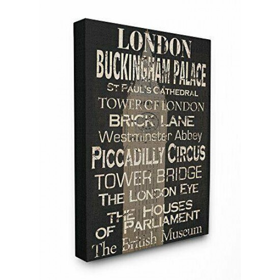 Stupell Industries London Landmark Typography XXL Stretched Canvas Wall Art 3...