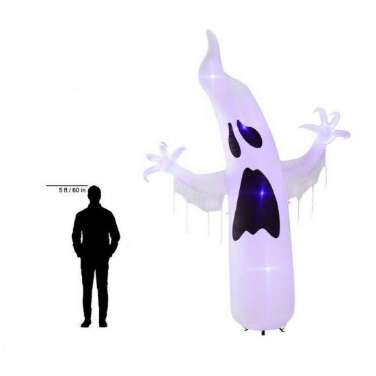 HALLOWEEN INFLATABLE DECOR 12 Ft White Ghoul Ghost LED Lights Lightshow